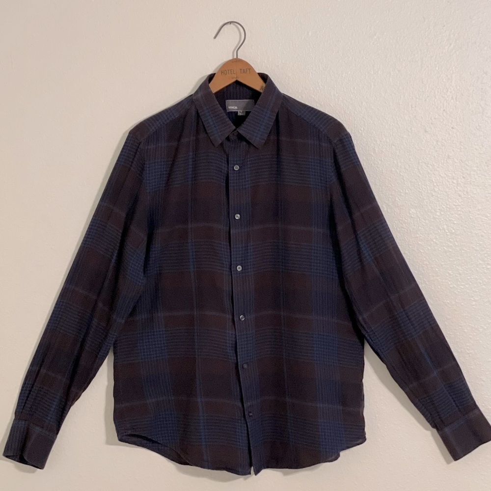 Vince - Long Sleeve Button Up - Plaid - 100% Cotton - Size Large